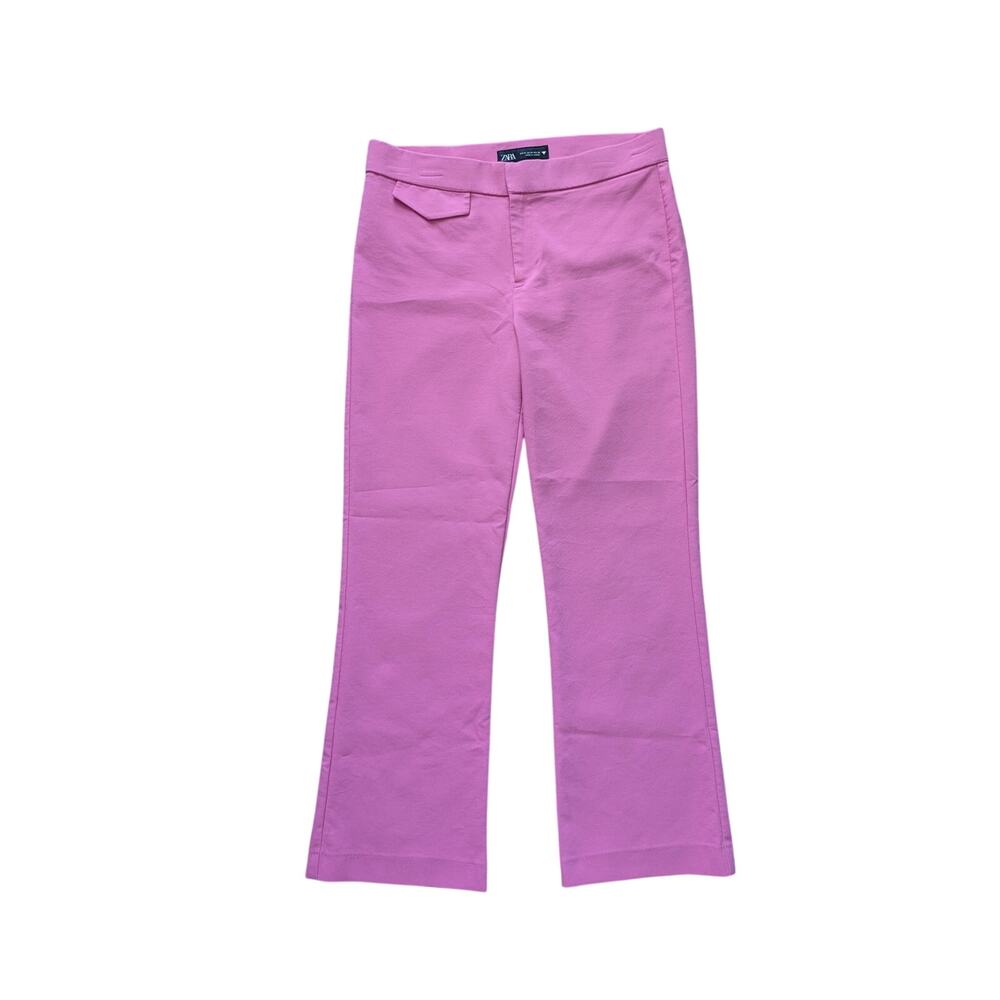 Zara Crop Flare Trouser Pants Womens M Pink Barbiecore Coquette Beachy Coastal